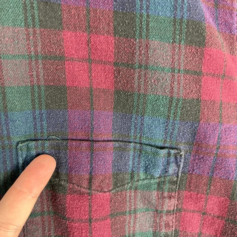 VTG LL Bean Northwoods Flannel Shirt Mens L Red Tartan Plaid Cotton 1990s USA‎